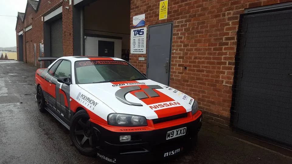 Nissan Skyline outside the TAS workshop