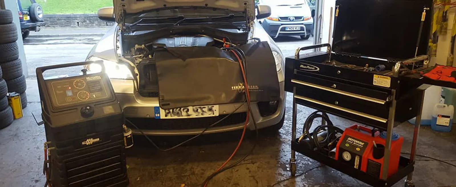 Terraclean machine connected to an engine